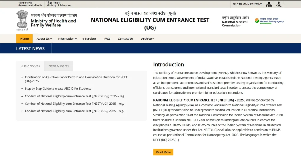 About NATIONAL ELIGIBILITY CUM ENTRANCE TEST (NEET) 